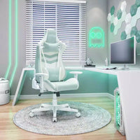 TUYOHW Chaise de jeu pivotante de 136 kg avec hauteur réglable, oreiller lombaire et appui-tête, roulettes, fauteuil de bureau ergonomique pour le bureau et la maison