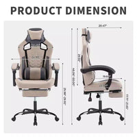 TUYOHW Chaise de Bureau Gaming Pivotante avec Roulettes, Dossier Inclinable, Hauteur d'Assise et Repose-Pieds Réglables, Chaise de Jeu Ergonomique, 136 kg Max