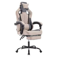 TUYOHW Chaise de Bureau Gaming Pivotante avec Roulettes, Dossier Inclinable, Hauteur d'Assise et Repose-Pieds Réglables, Chaise de Jeu Ergonomique, 136 kg Max