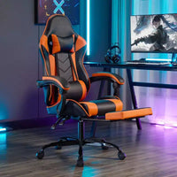 Chaise gaming pivotante TUYOHW à 360°, chaises de bureau à roulettes, dossier inclinable, hauteur d'assise et repose-pieds réglables, chaises de jeu vidéo ergonomiques, max 300 lb