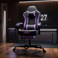 TUYOHW 360Swivel Gaming Chair Office Chairs with Wheels,Reclining Back,Adjustable Seat Height&Footrest,Ergonomics Video Game Chairs,300lbs Max