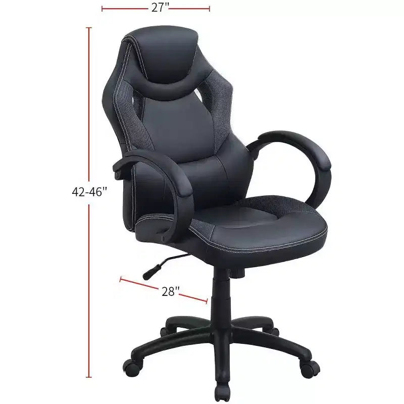 Chaise gaming pivotante TUYOHW à hauteur réglable et roulettes, chaises de bureau ergonomiques, chaise de jeu vidéo pour le bureau et la maison, chaise de loisirs rembourrée