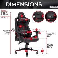 Chaise gaming ergonomique réglable TUYOHW, chaise de bureau pivotante à 360° avec coussin de tête et lombaire, chaise inclinable 90-150 pour le bureau et la maison, max 300 lb, noir
