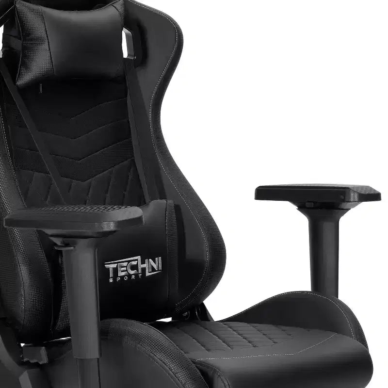 Chaise gaming ergonomique réglable TUYOHW, chaise de bureau pivotante à 360° avec coussin de tête et lombaire, chaise inclinable 90-150 pour le bureau et la maison, max 300 lb, noir