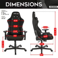 Chaise gaming ergonomique réglable TUYOHW pivotante à 360°, chaises de bureau avec coussin de tête et lombaire, chaise inclinable 90-150 pour le bureau et la maison, max 250 lb, noir