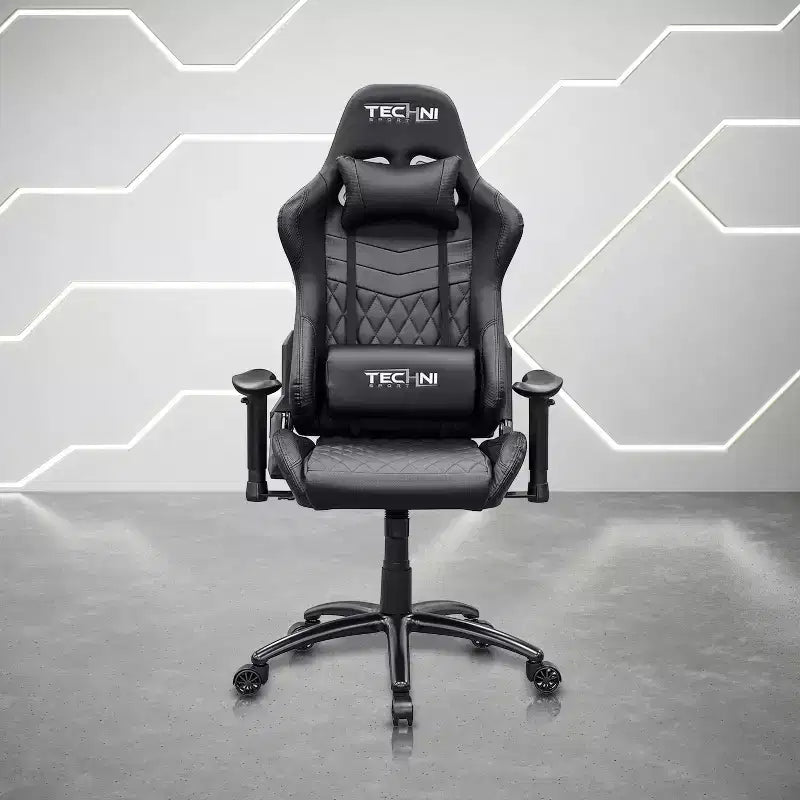 Chaise gaming ergonomique réglable TUYOHW, chaise de bureau pivotante à 360° avec coussin de tête et lombaire, chaise inclinable 90-150 pour le bureau et la maison, max 300 lb, noir