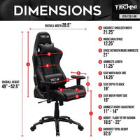 Chaise gaming ergonomique réglable TUYOHW, chaise de bureau pivotante à 360° avec coussin de tête et lombaire, chaise inclinable 90-150 pour le bureau et la maison, max 300 lb, noir