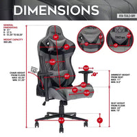 Chaise de jeu ergonomique TUYOHW XL, pivotante à 360°, avec oreillers pour la tête et les lombaires, inclinable de 90 à 150° pour bureau et maison, charge maximale de 158 kg, grise