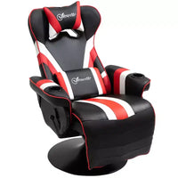 Chaise de jeu inclinable TUYOHW 90-130 avec plaque de base pivotante et porte-gobelet, chaises de jeu vidéo pivotantes à 360° avec oreiller de tête et lombaire, repose-pieds