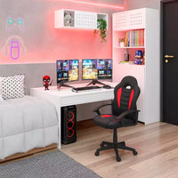 Chaise de jeu ergonomique TUYOHW pour enfants, pivotante à 360° avec roulettes, chaise d'ordinateur noire/rouge pour bureau et maison, chaise de loisirs polyvalente, noir/rouge