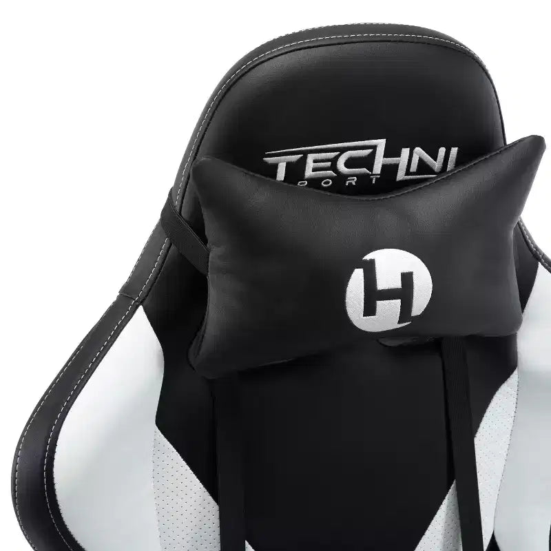 Chaise gaming ergonomique réglable TUYOHW, chaise de bureau pivotante à 360° avec coussin de tête et lombaire, chaise inclinable 90-150 pour le bureau et la maison, max 250 lb, blanc