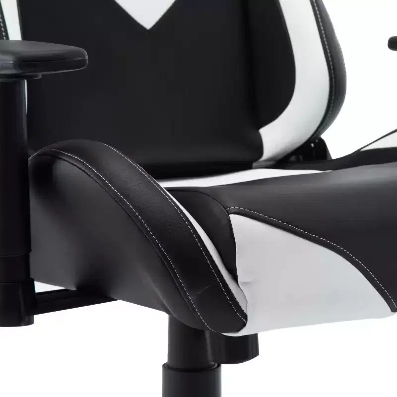 Chaise gaming ergonomique réglable TUYOHW, chaise de bureau pivotante à 360° avec coussin de tête et lombaire, chaise inclinable 90-150 pour le bureau et la maison, max 250 lb, blanc