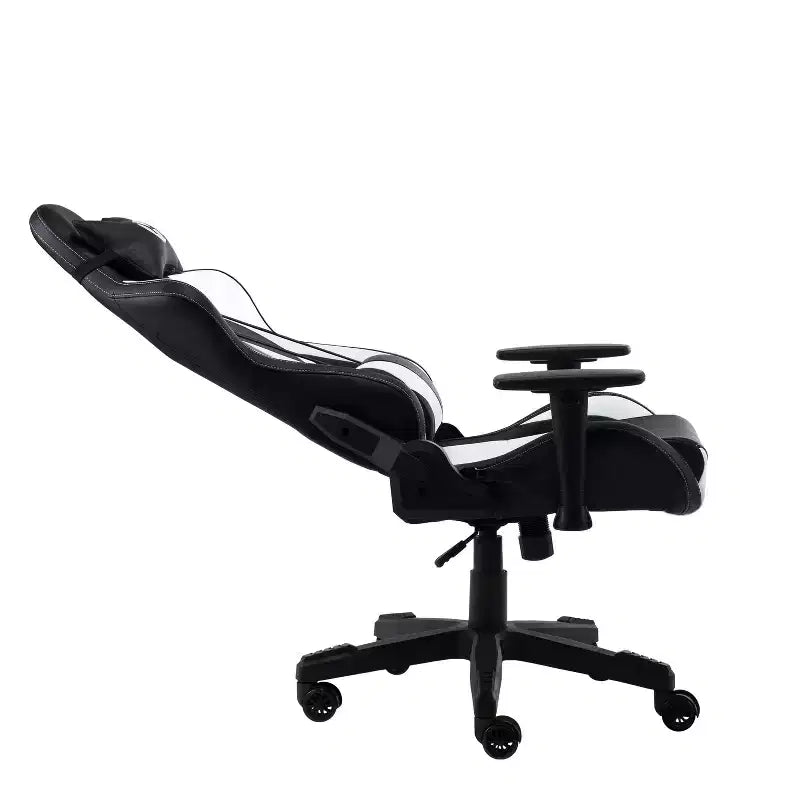 Chaise gaming ergonomique réglable TUYOHW, chaise de bureau pivotante à 360° avec coussin de tête et lombaire, chaise inclinable 90-150 pour le bureau et la maison, max 250 lb, blanc