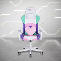 Fauteuils de jeu PC TUYOHW Kawaii avec hauteur réglable, oreiller lombaire tête et cœur, chaise pivotante à 360° pour la maison et le bureau, charge maximale de 113 kg, rose/vert/violet/blanc