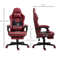 TUYOHW Chaise de Bureau Gaming Pivotante à 360°, avec Dossier Inclinable, Hauteur d'Assise et Repose-Pieds Réglables, Chaise de Bureau Ergonomique pour Jeux Vidéo 17-21, Rouge