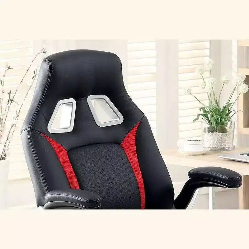 Chaise gaming ergonomique réglable TUYOHW, chaise pivotante à 360° à roulettes, chaise d'ordinateur noir/rouge pour le bureau et la maison, chaise de loisirs polyvalente