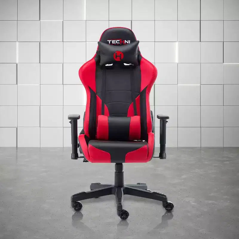 Chaise gaming ergonomique réglable TUYOHW, chaise de bureau pivotante à 360° avec coussin de tête et lombaire, chaise inclinable 90-150 pour le bureau et la maison, max 250 lb, rouge