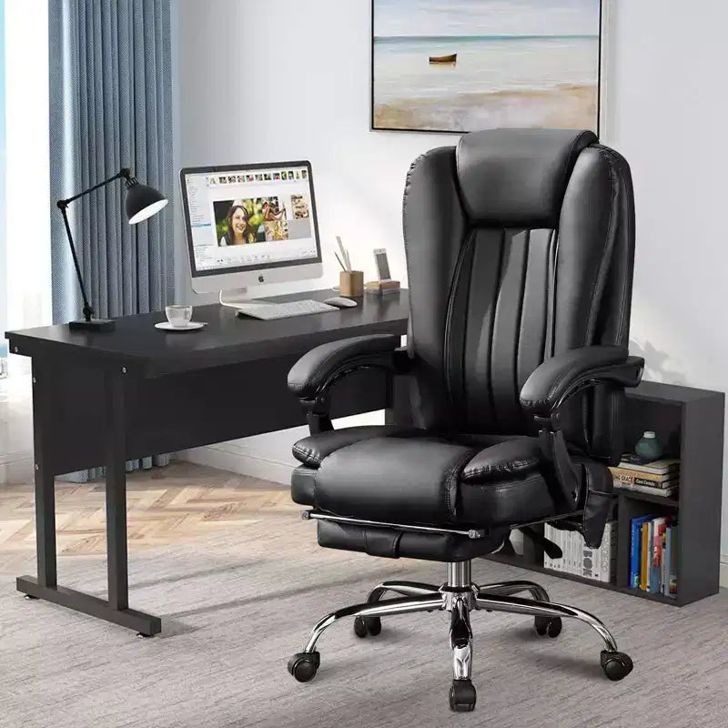 TUYOHW Chaise de massage Chaise de patron pour bureau, Chaise de bureau ergonomique pivotante à 360° avec repose-pieds, Chaise d'ordinateur inclinable avec hauteur réglable, Noir