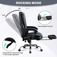 Chaise de massage TUYOHW, chaise patron pour le bureau, chaise de bureau ergonomique pivotante à 360° avec repose-pieds, chaise d'ordinateur inclinable à hauteur réglable, noir