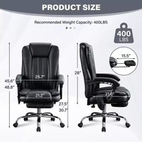 Chaise de massage TUYOHW, chaise patron pour le bureau, chaise de bureau ergonomique pivotante à 360° avec repose-pieds, chaise d'ordinateur inclinable à hauteur réglable, noir