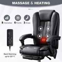 Chaise de massage TUYOHW, chaise patron pour le bureau, chaise de bureau ergonomique pivotante à 360° avec repose-pieds, chaise d'ordinateur inclinable à hauteur réglable, noir