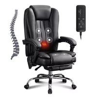 Chaise de massage TUYOHW, chaise patron pour le bureau, chaise de bureau ergonomique pivotante à 360° avec repose-pieds, chaise d'ordinateur inclinable à hauteur réglable, noir