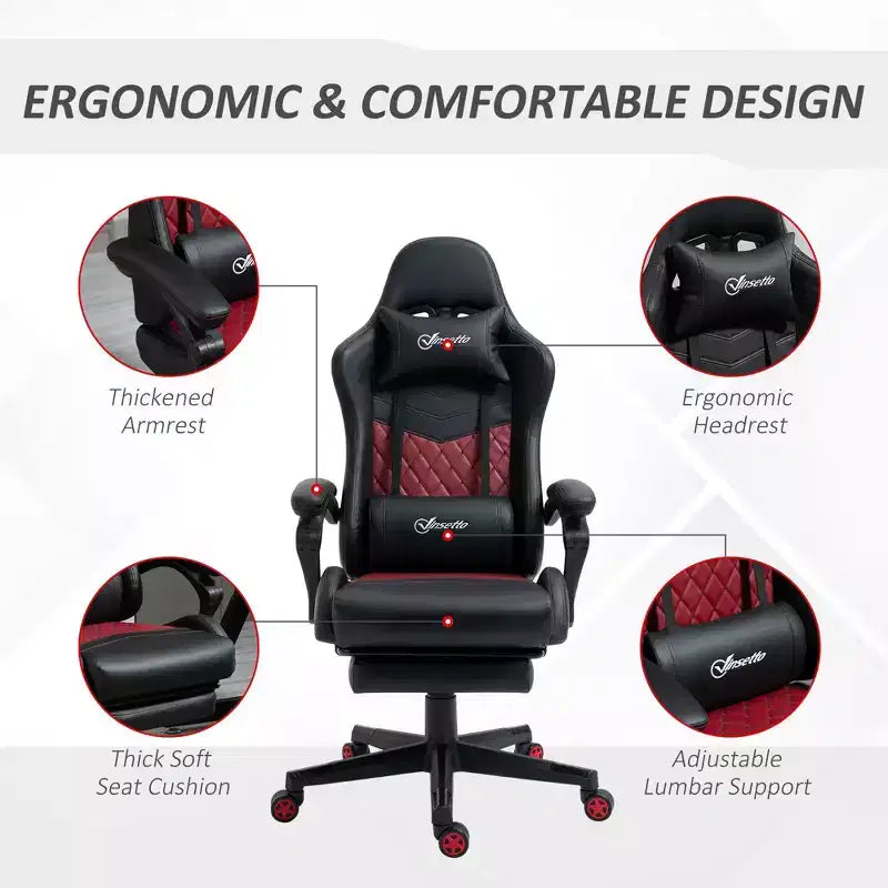 Chaise gaming pivotante TUYOHW 300 lb à hauteur réglable, coussin lombaire et de tête, chaises de bureau ergonomiques inclinables, chaise de jeu vidéo pour le bureau et la maison, noir