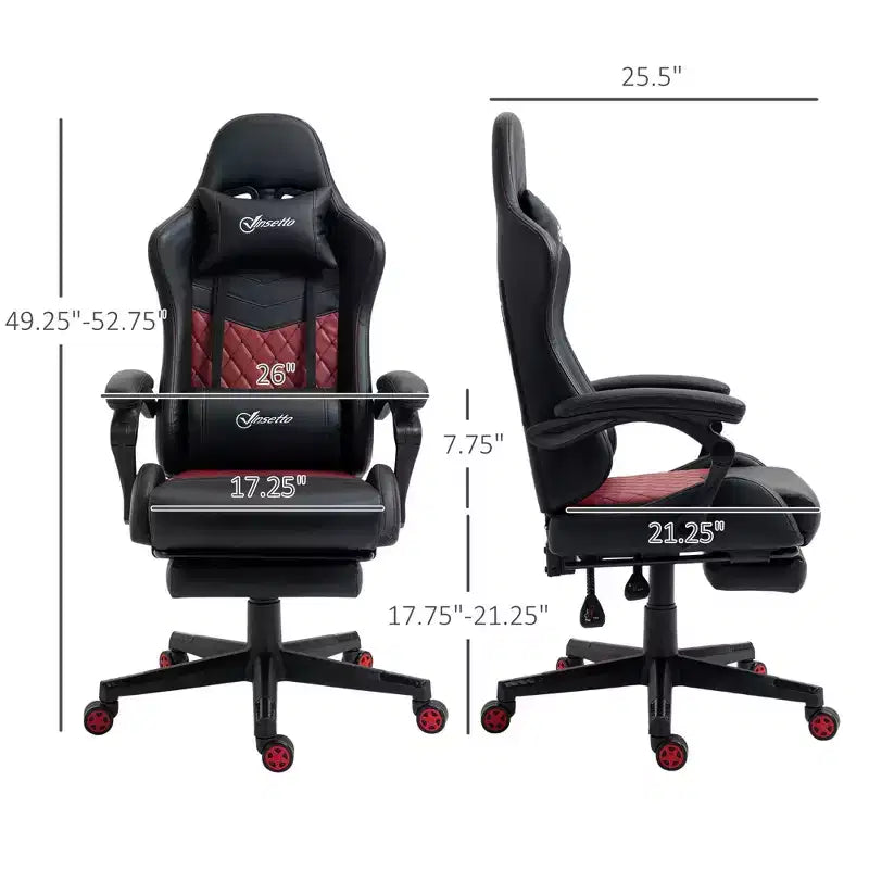 Chaise gaming pivotante TUYOHW 300 lb à hauteur réglable, coussin lombaire et de tête, chaises de bureau ergonomiques inclinables, chaise de jeu vidéo pour le bureau et la maison, noir