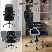 Chaise de bureau de direction Costway avec siège et accoudoirs rembourrés, hauteur et dossier réglables Marron/Noir