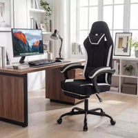Chaise de jeu Costway avec appui-tête, support lombaire, accoudoirs liés, dossier inclinable