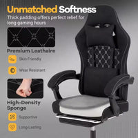 Chaise de bureau Costway réglable en hauteur avec appui-tête, soutien lombaire, accoudoirs synchronisés Noir/Gris