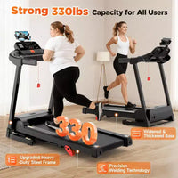 Tapis de course pliant capacité 300lbs pour la maison, tapis de course à inclinaison 3HP, 64+7 programmes, tapis de course portable, 7.5MPH, bande 5 couches, cours de jogging marche gratuits