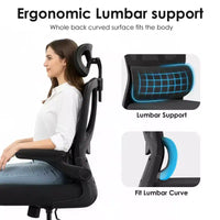Chaise de bureau ergonomique en maille TUYOHW avec support lombaire réglable, appui-tête et accoudoirs relevables, chaise de bureau à domicile pour l'étude, salle de jeux