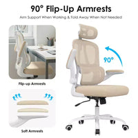 Chaise de bureau ergonomique en maille TUYOHW avec support lombaire réglable, appui-tête et accoudoirs relevables, chaise de bureau à domicile pour l'étude, salle de jeux