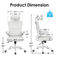 Chaise de bureau ergonomique en maille TUYOHW avec support lombaire réglable, appui-tête et accoudoirs relevables, chaise de bureau à domicile pour l'étude, salle de jeux