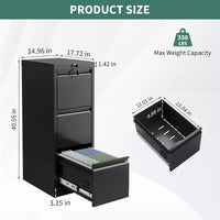 Classeur métallique vertical à 3 tiroirs et serrure pour dossiers de format Lettre, Légal, A4, F4, meuble de rangement de bureau, meuble à tiroirs pour bureau
