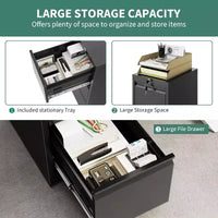 Classeur métallique vertical à 3 tiroirs et serrure pour dossiers de format Lettre, Légal, A4, F4, meuble de rangement de bureau, meuble à tiroirs pour bureau