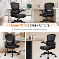 Chaise ergonomique en maille respirante KERDOM avec support lombaire, accoudoirs relevables, chaise de bureau gamer pour la maison ou le bureau
