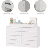 Commode à langer pour chambre de bébé, commode moderne avec 8 tiroirs en bois, table à langer multi-tiroirs avec plateau de sécurité