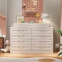 Commode à langer pour chambre de bébé, commode moderne avec 8 tiroirs en bois, table à langer multi-tiroirs avec plateau de sécurité