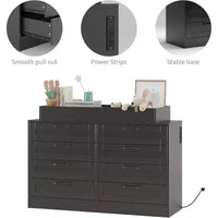 Commode à langer pour chambre de bébé, commode moderne avec 8 tiroirs en bois, table à langer multi-tiroirs avec plateau de sécurité