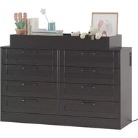 Commode à langer pour chambre de bébé, commode moderne avec 8 tiroirs en bois, table à langer multi-tiroirs avec plateau de sécurité