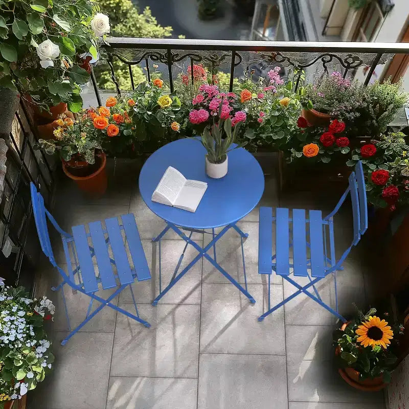 Ensemble de bistrot rond 2 pièces en métal - Idéal pour les petits-déjeuners et les discussions sur le patio