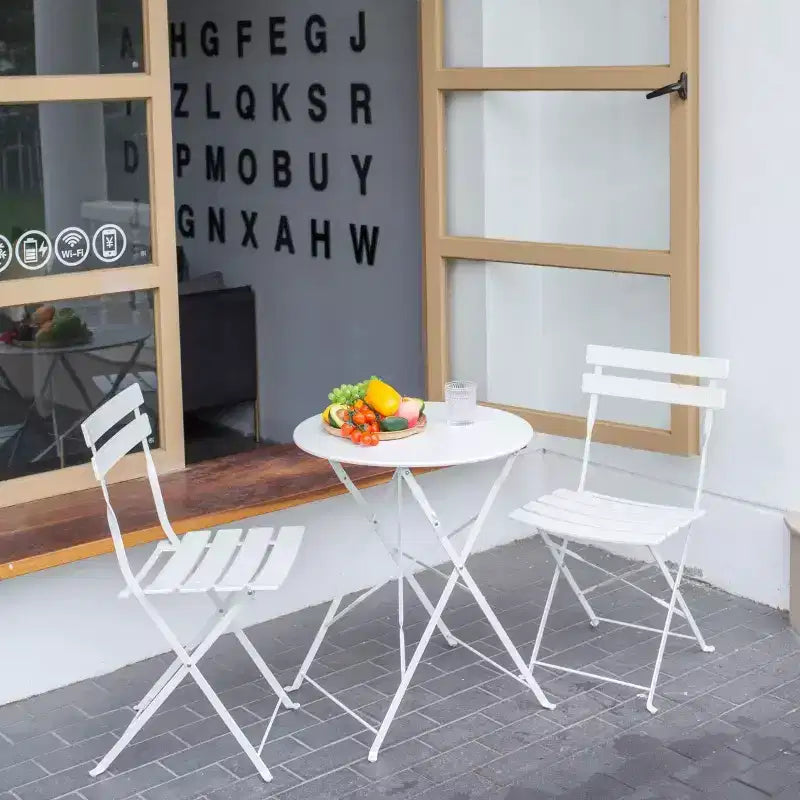 Ensemble de bistrot rond 2 pièces en métal - Idéal pour les petits-déjeuners et les discussions sur le patio