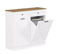 Meuble de cuisine pour poubelle en panneau de mélamine avec sac en tissu motif riz,