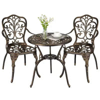 Ensemble de bistrot COZONY en fonte d'aluminium, 3 pièces, table et chaises de patio extérieur avec trou pour parasol pour balcon et jardin