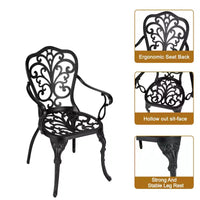 Ensemble de bistrot COZONY en fonte d'aluminium, 3 pièces, table et chaises de patio extérieur avec trou pour parasol pour balcon et jardin