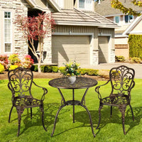 Ensemble de bistrot COZONY en fonte d'aluminium, 3 pièces, table et chaises de patio extérieur avec trou pour parasol pour balcon et jardin