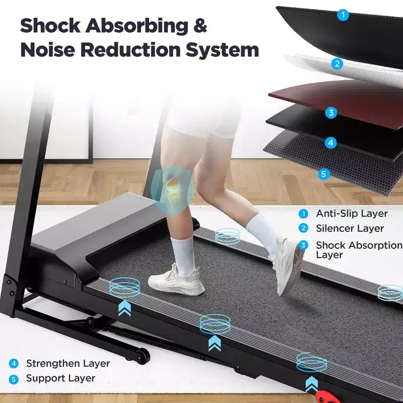 Tapis de course incliné 3 CV, capacité de 136 kg, tapis de course pliable pour la maison, 71 programmes d'entraînement, double haut-parleur Bluetooth et contrôle via application intelligente, tapis de course pour marche et jogging