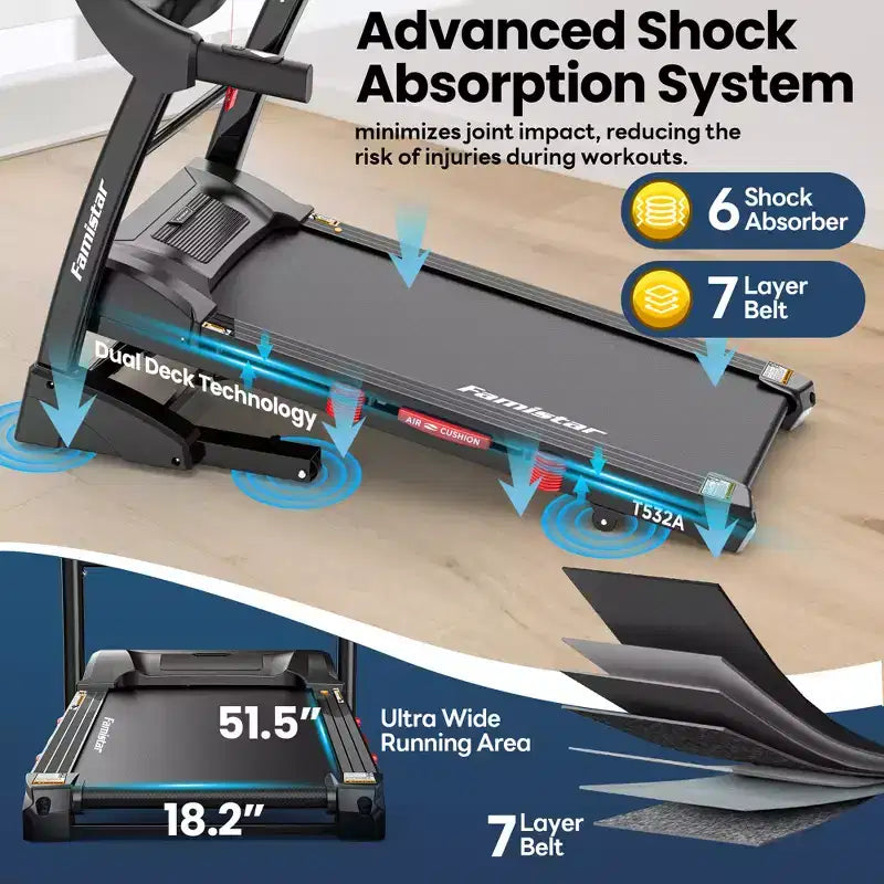 Tapis roulant pliable avec inclinaison automatique de 20%, moteur de 5,1 CV pour la maison, capacité de 136 kg, double haut-parleur HiFi, contrôle par application avec course virtuelle, 71 programmes.